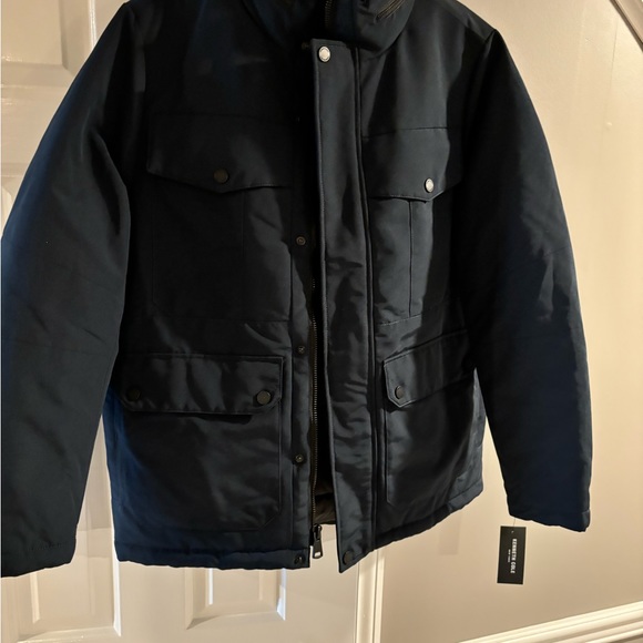 NWT Kenneth Cole Navy Blue Water Resistant Puffer Coat Jacket Size M - Picture 2 of 9